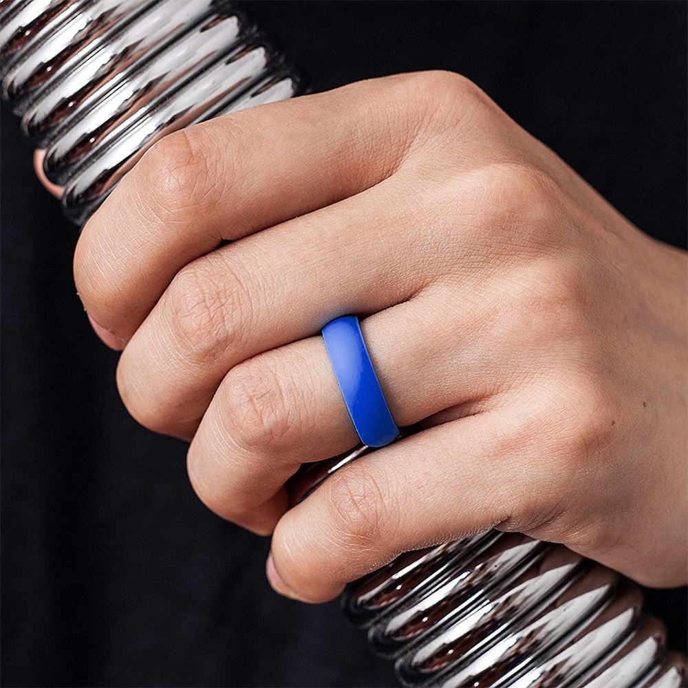 7 Pack Men Durable Silicone Wedding Band Rings Set - Picture 3 of 8